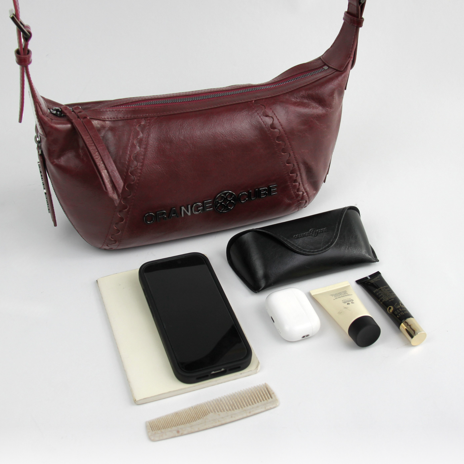 What fits inside Metropolitan Hobo Bag - Bordeaux Red