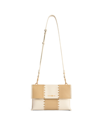Square Stitch Messenger Bag - White/Light Brown