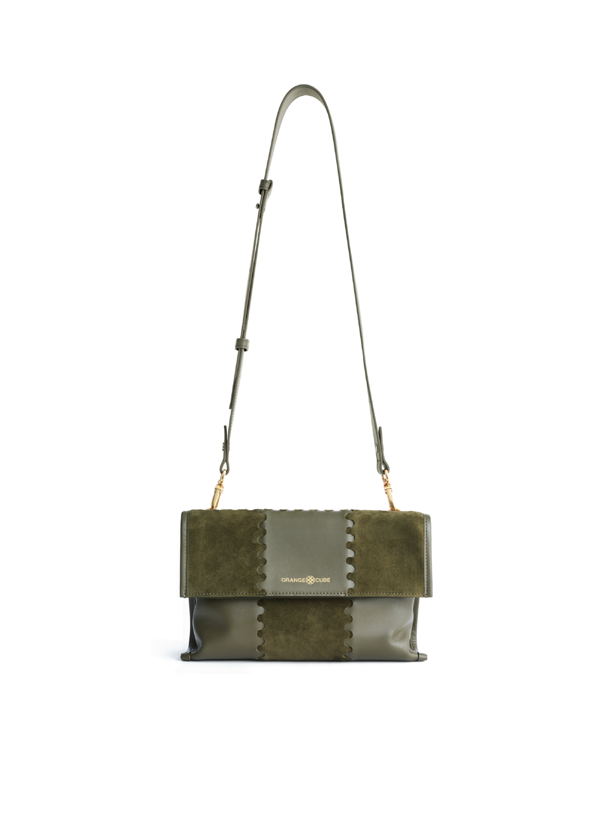Square Stitch Messenger Bag - Dark Green