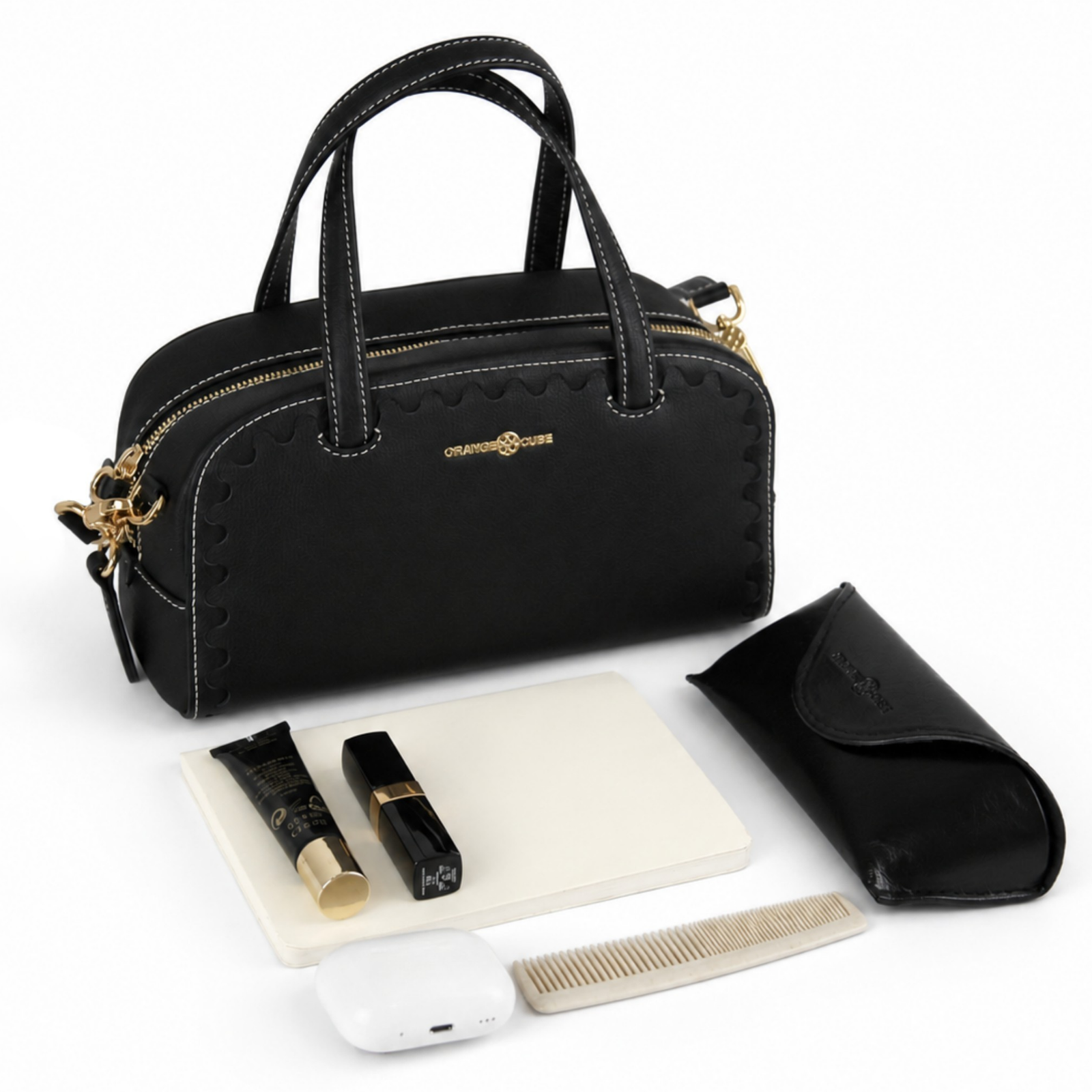 What fits inside Mosaic Boston Hand Bag - Black
