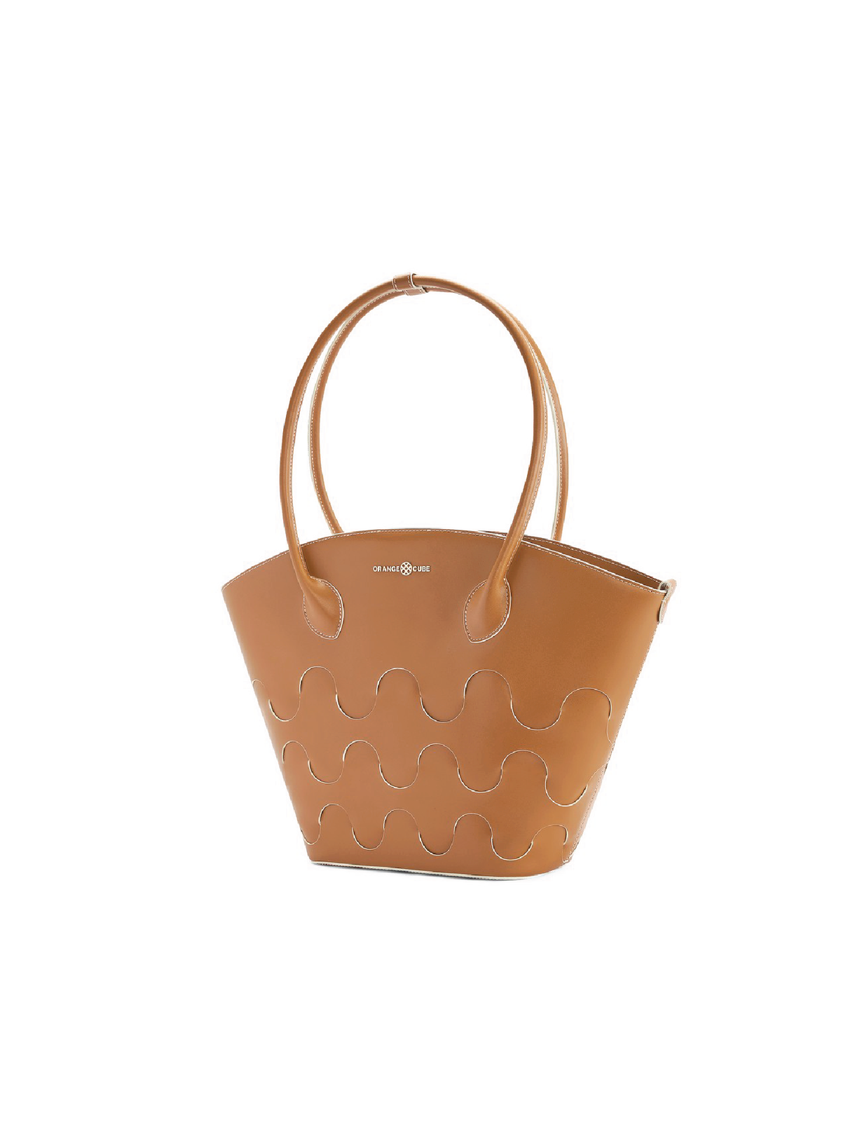 Large Quilted Impressions Wavy Tote Bag - Brown