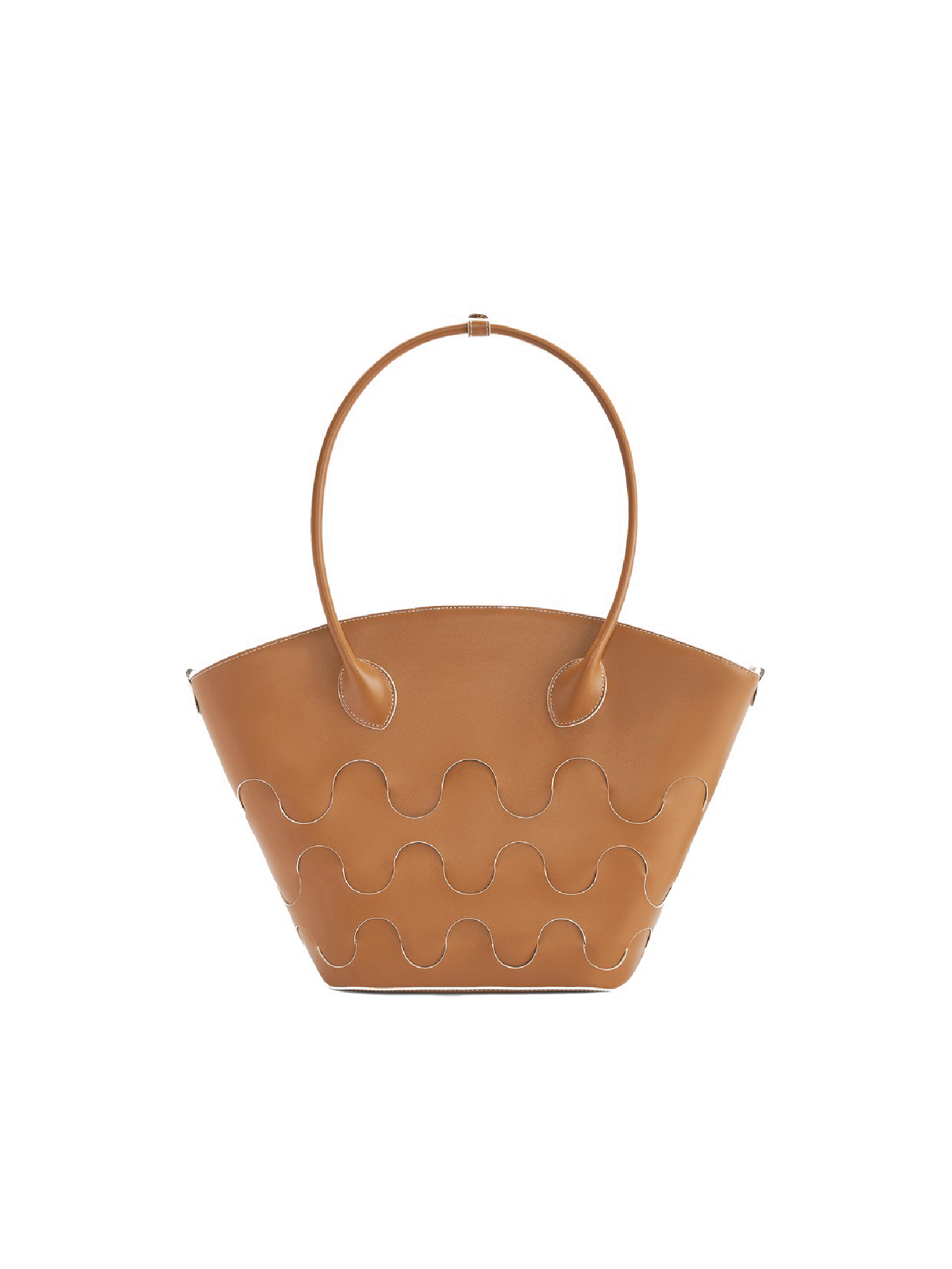 Large Quilted Impressions Wavy Tote Bag - Brown