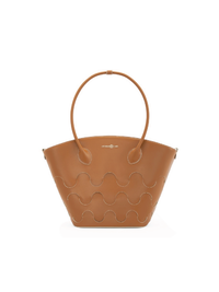 Large Quilted Impressions Wavy Tote Bag - Brown