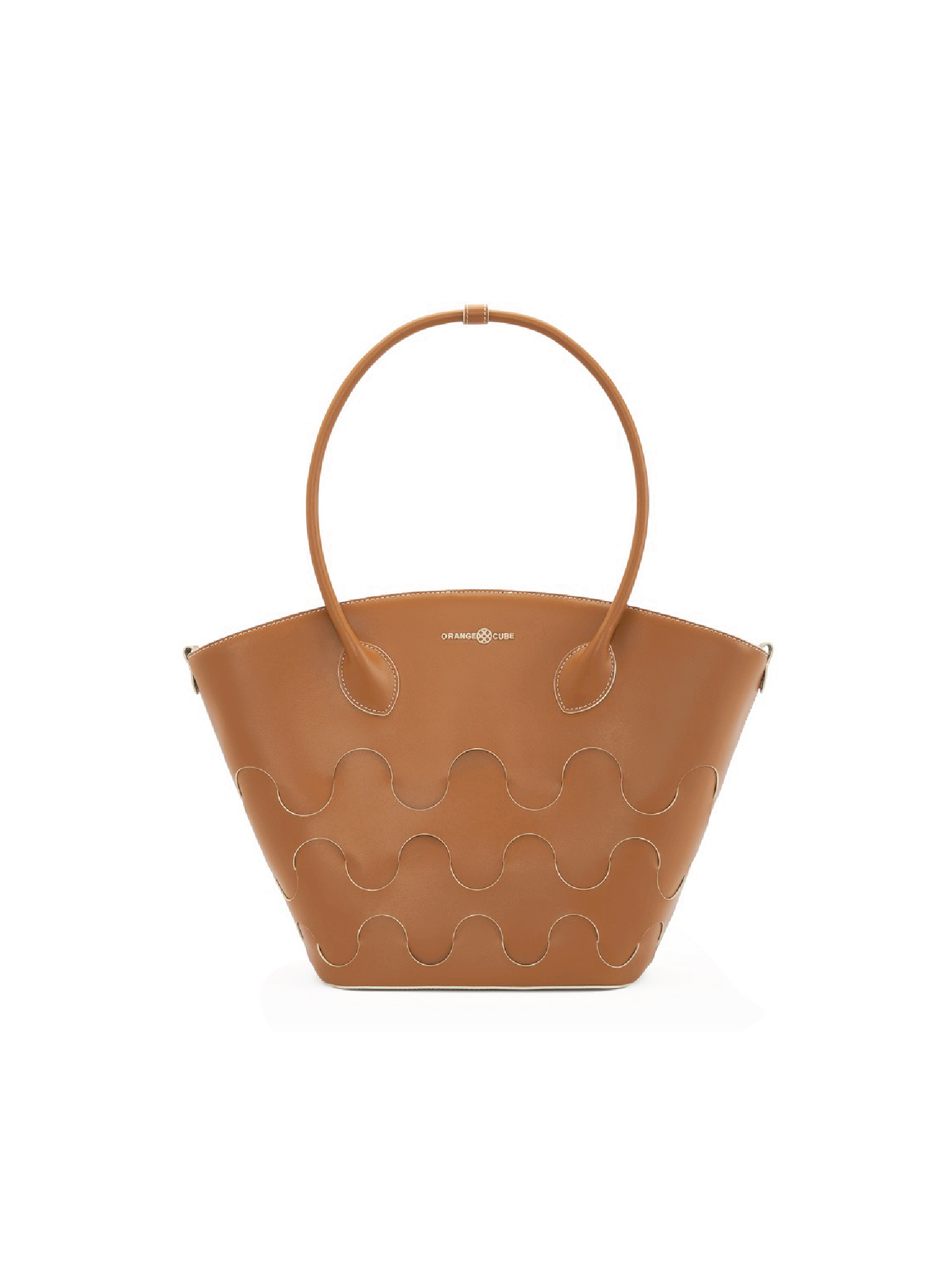 Large Quilted Impressions Wavy Tote Bag - Brown
