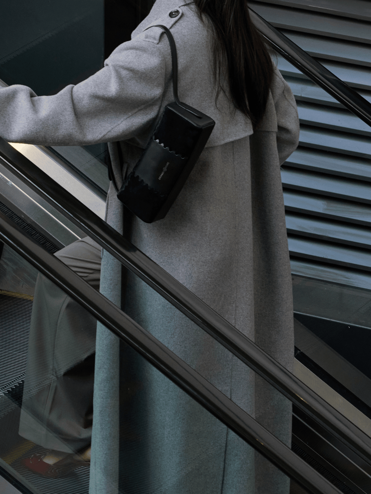 Checkbox Shoulder Bag - Black - Black Leather Baguette Bag | Orange Cube