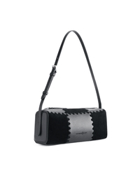 Checkbox Shoulder Bag - Black - Black Leather Baguette Bag | Orange Cube
