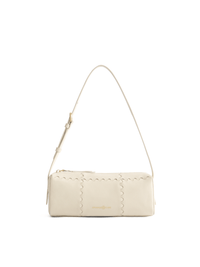 Checkbox Shoulder Bag - White - White Leather Baguette Bag | Orange Cube