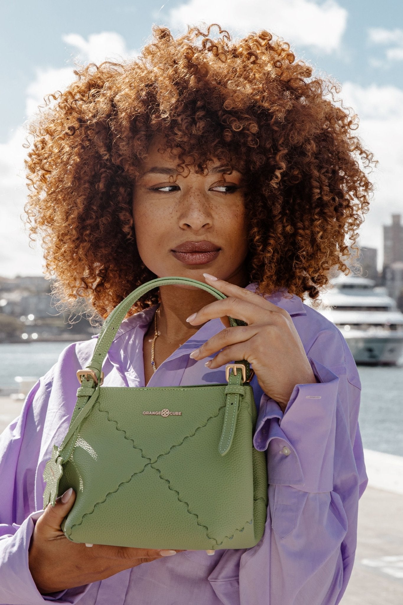 Leather Mini Tote | Dusk Mosaic Tote - Matcha (Green) – Orange Cube