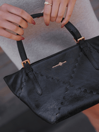 Dusk Mosaic Mini Tote - Black - Black Leather Mini Tote Bag | Orange Cube