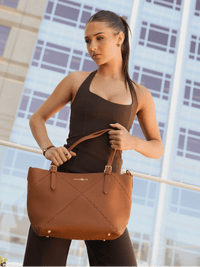 Dusk Mosaic Tote - Brown - Brown Leather Tote Bag | Orange Cube