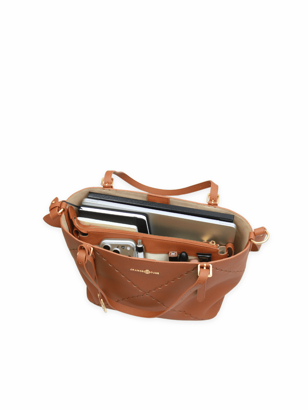 Dusk Mosaic Tote - Brown - Brown Leather Tote Bag | Orange Cube