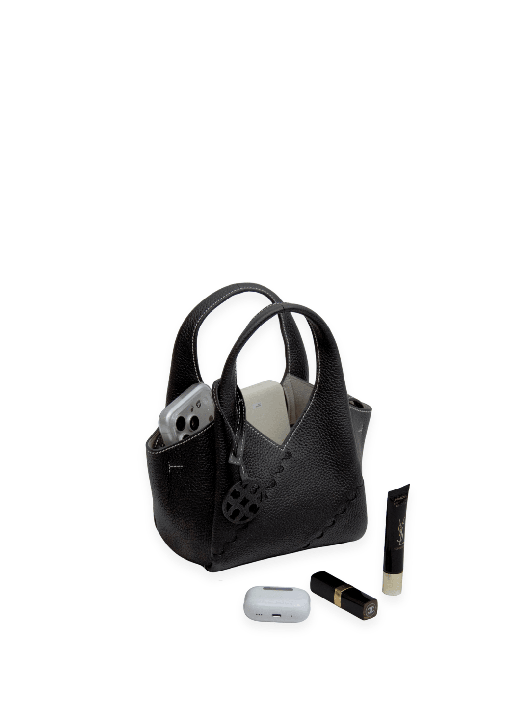 Everyday Urban Tote - Black - Black Leather Mini Tote | Orange Cube