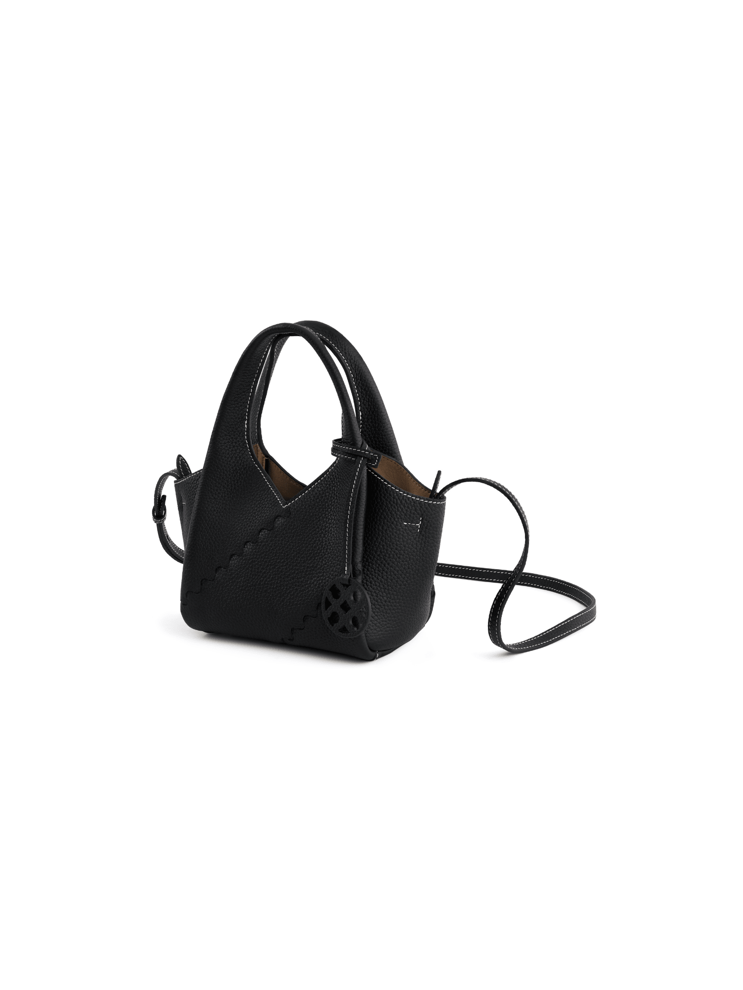 Everyday Urban Tote - Black - Black Leather Mini Hand Bag | Orange Cube