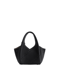 Everyday Urban Tote - Black - Black Leather Mini Hand Bag | Orange Cube