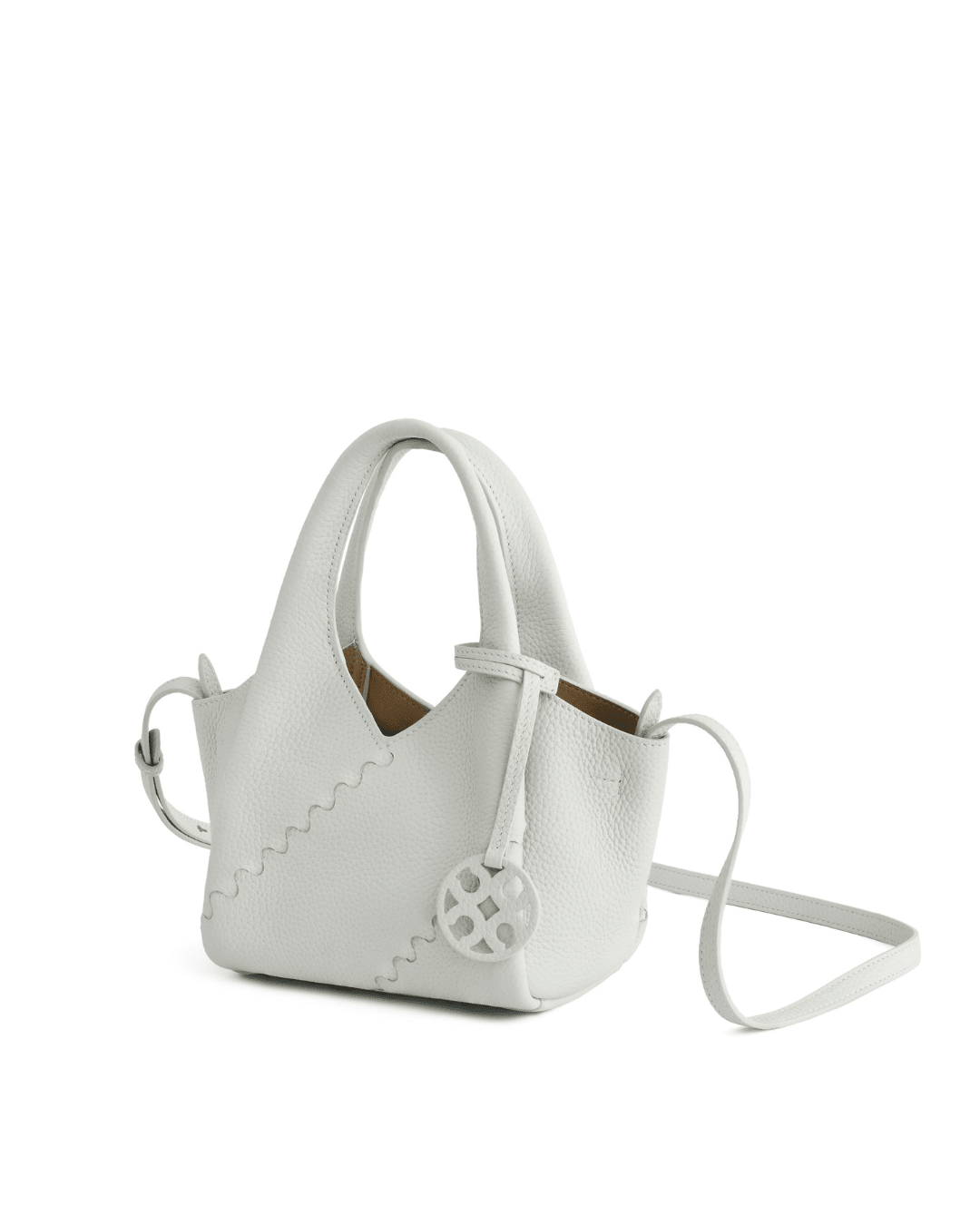 Everyday Urban Tote - Lunar Grey - White Leather Hand Bag | Orange Cube