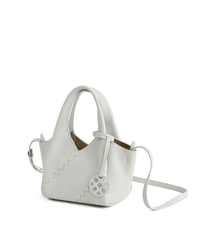 Everyday Urban Tote - Lunar Grey - White Leather Hand Bag | Orange Cube