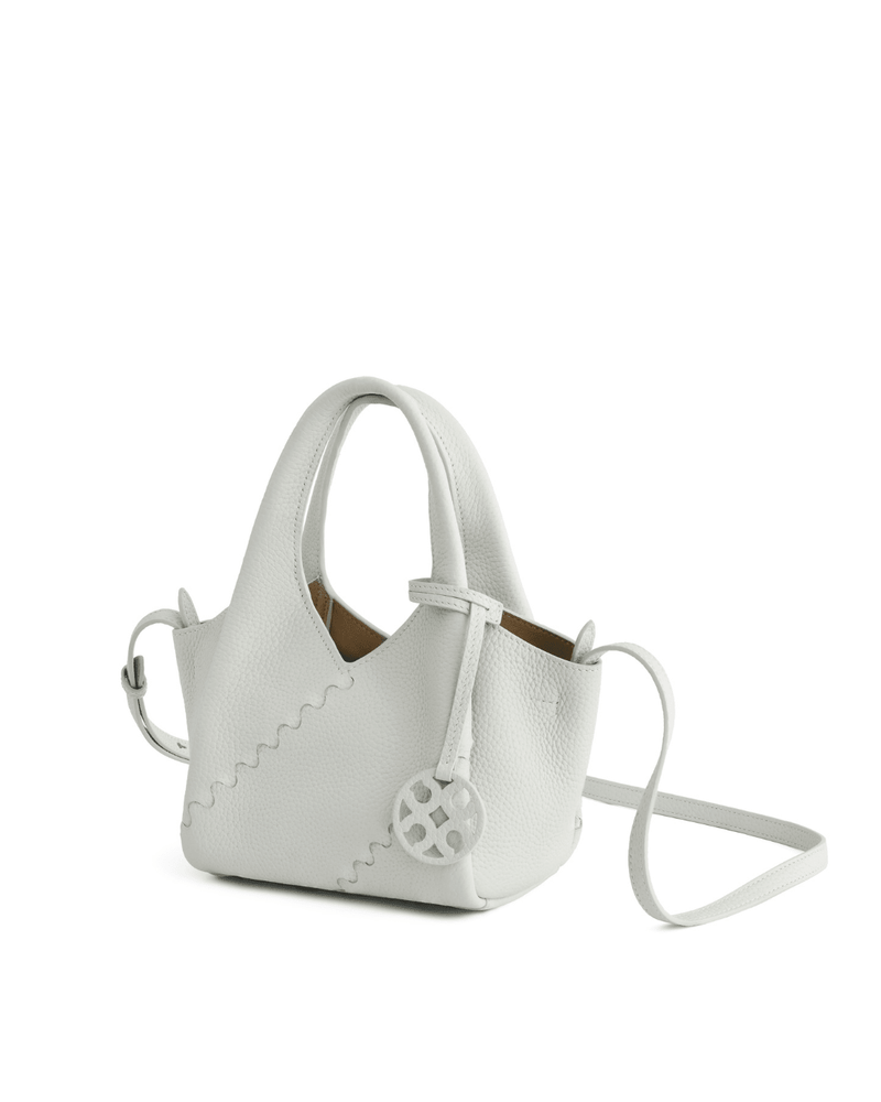 Everyday Urban Tote - Lunar Grey - White Leather Hand Bag | Orange Cube