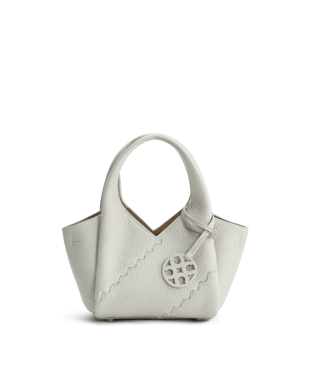 Everyday Urban Tote - Lunar Grey - White Leather Hand Bag | Orange Cube