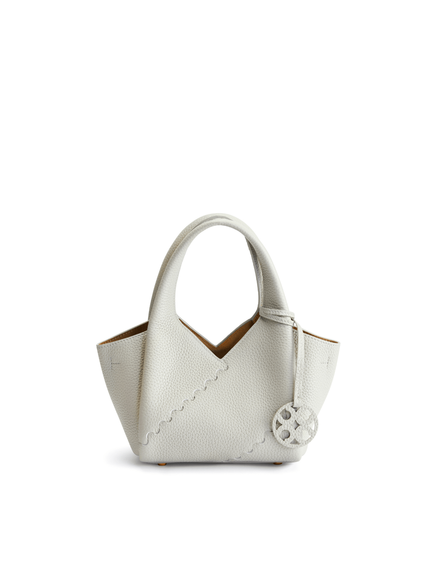 Everyday Urban Tote - Lunar Grey - White Leather Hand Bag | Orange Cube