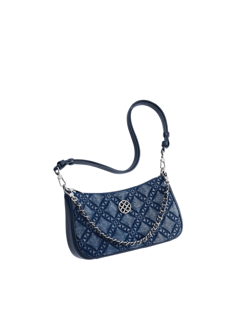 Fantina Quilted Shoulder Chain Strap Bag - Denim Blue - Bag | Orange Cube