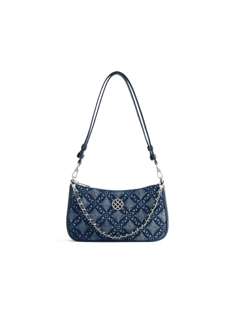 Fantina Quilted Shoulder Chain Strap Bag - Denim Blue - Bag | Orange Cube