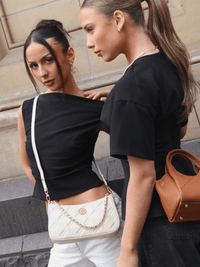 Fantina Quilted Shoulder Chain Strap Bag - White - Bag | Orange Cube