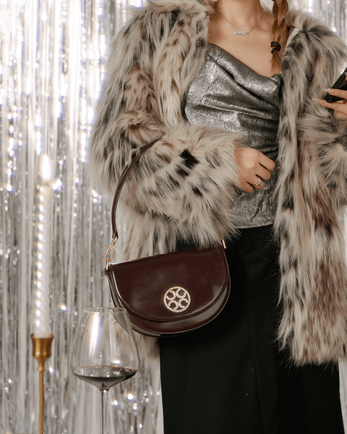Half Moon Bag - Maroon - Bag | Orange Cube