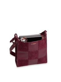 Large Square Stitch Tote Bag - Bordeaux Red - Red Leather Women Messenger Bag | Orange Cube