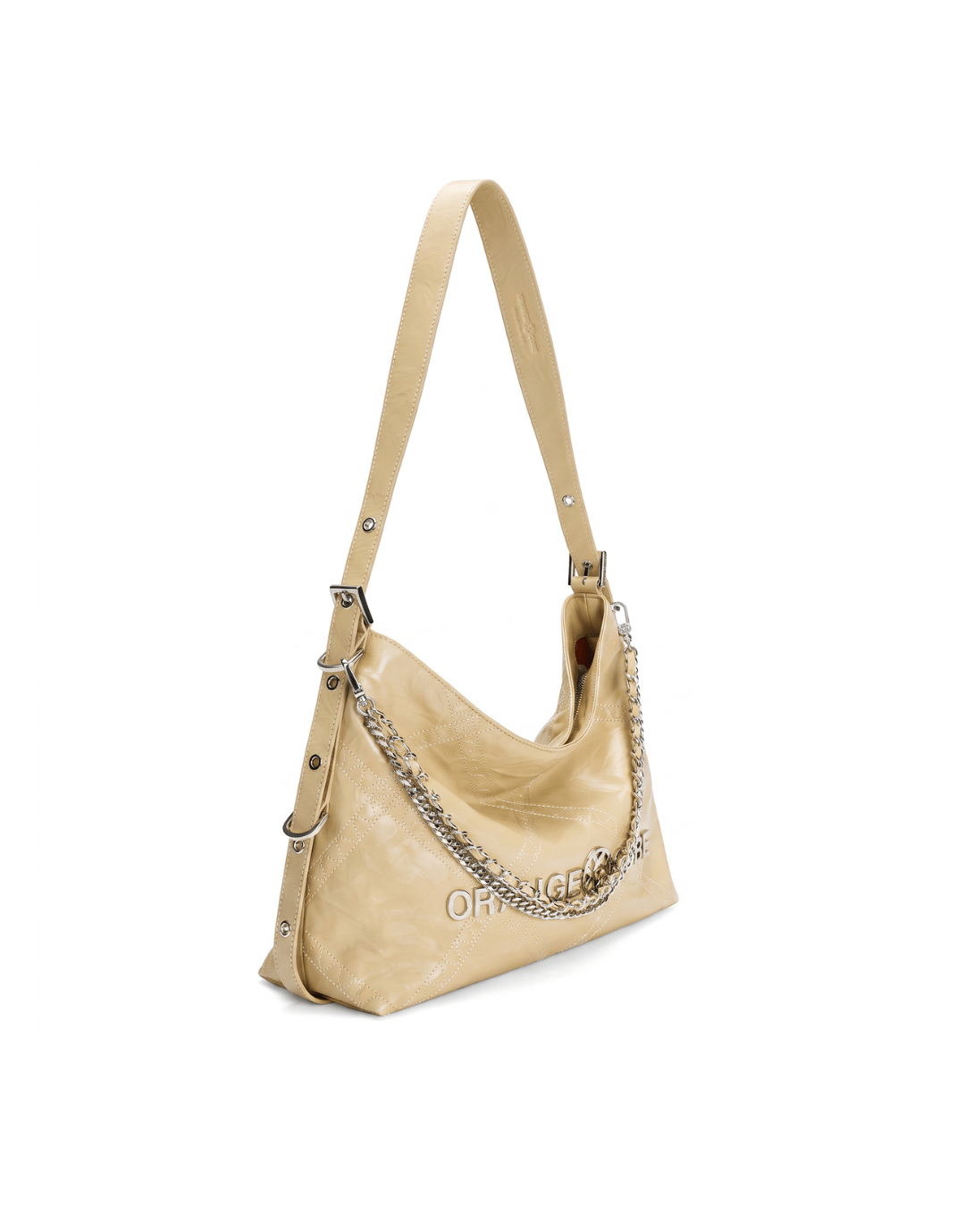 Metropolitan Chain Hobo - Beige - Beige Leather Hobo Bag | Orange Cube