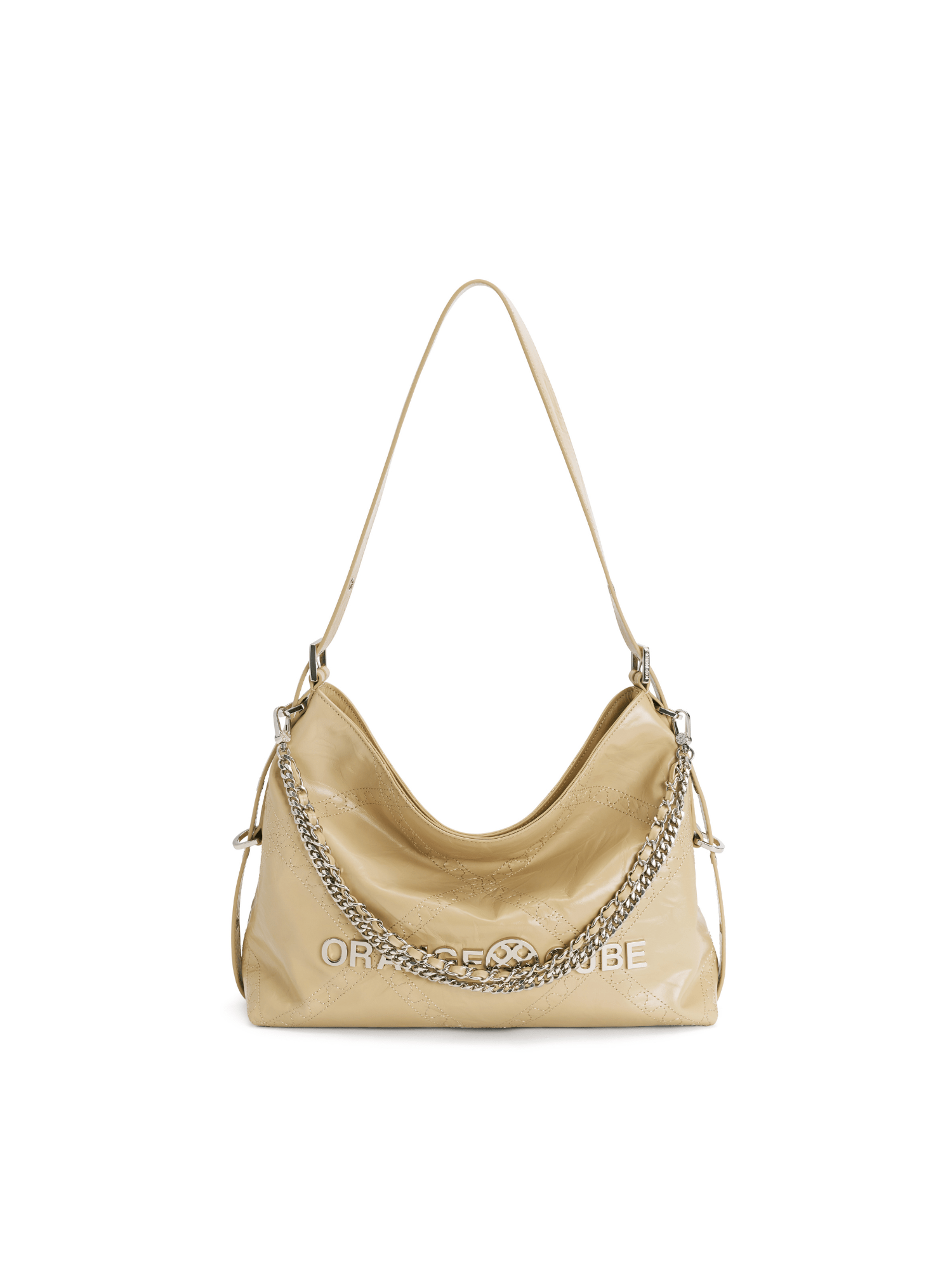 Metropolitan Chain Hobo - Beige - Beige Leather Hobo Bag | Orange Cube