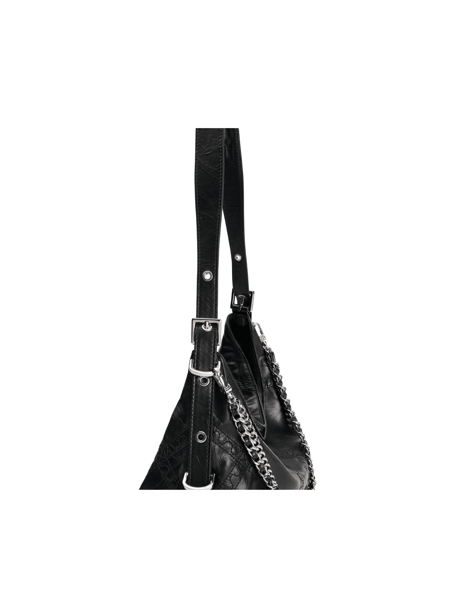 Metropolitan Chain Hobo - Carbon Black - Black Leather Hobo Bag | Orange Cube