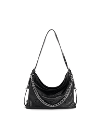 Metropolitan Chain Hobo - Carbon Black - Black Leather Hobo Bag | Orange Cube