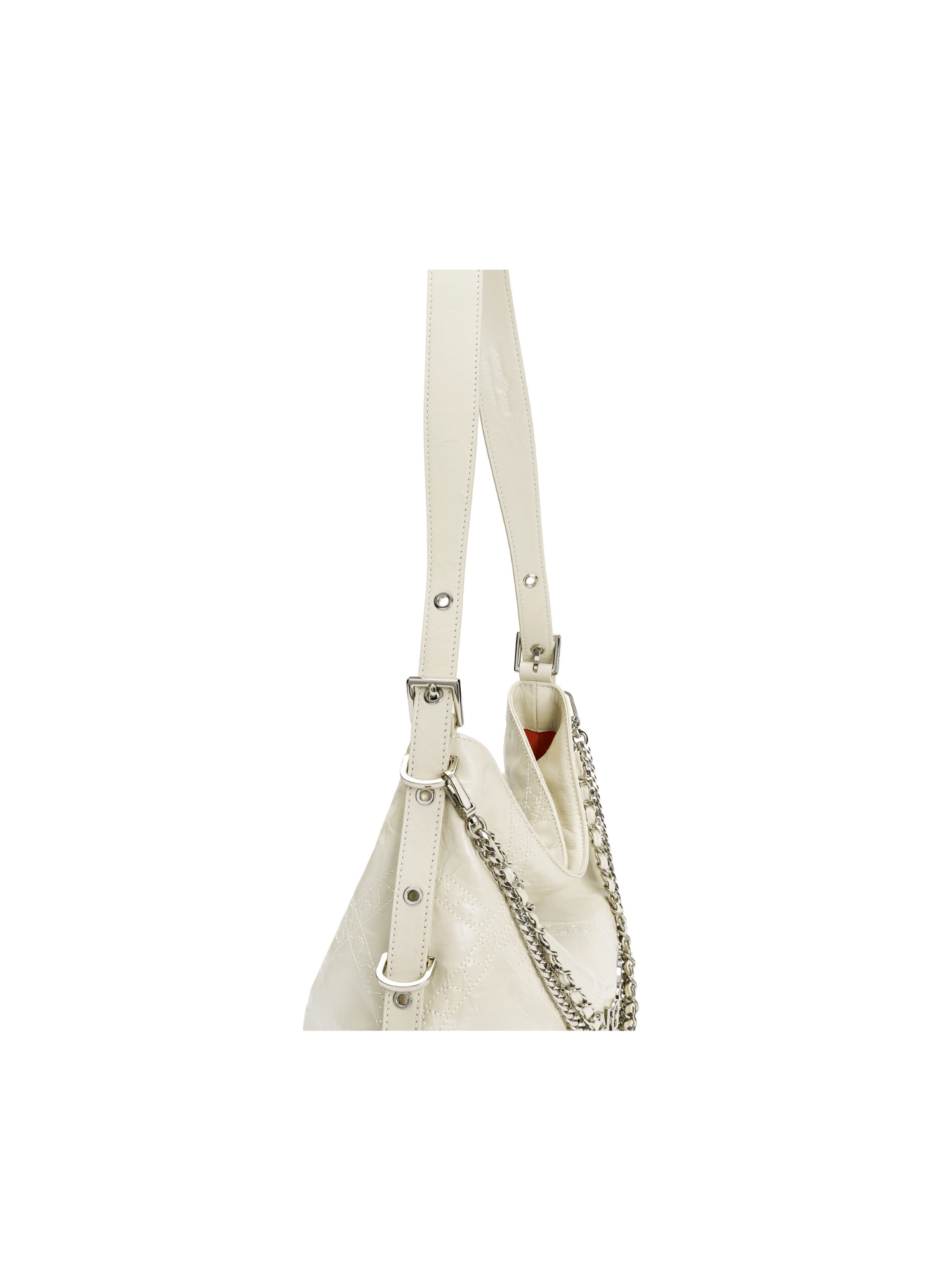 Metropolitan Chain Hobo - Pearl - White Leather Hobo Bag | Orange Cube