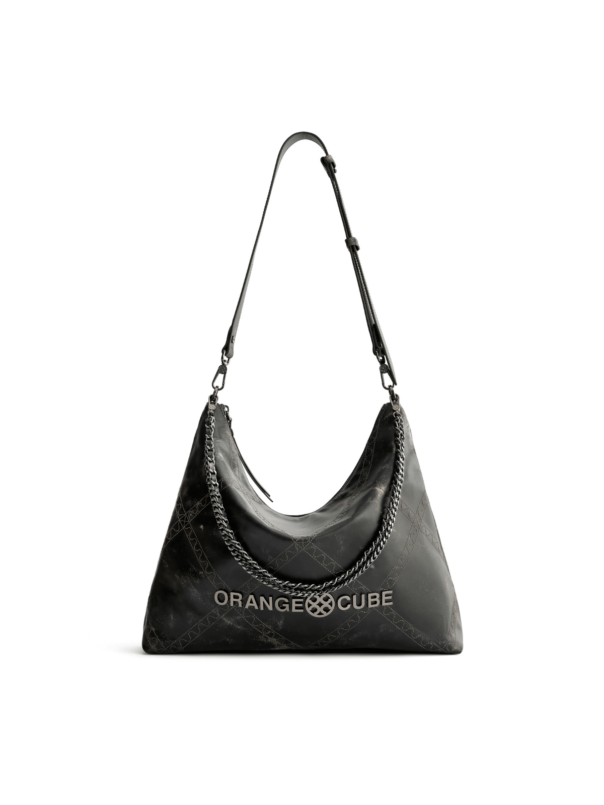 Metropolitan Crossbody Bag - Marble Grey - Black Leather Crossbody Bag | Orange Cube