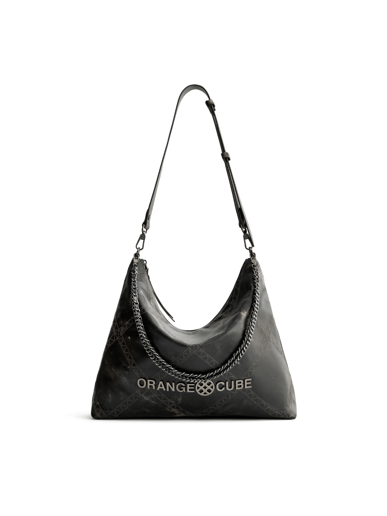 Metropolitan Crossbody Bag - Marble Grey - Black Leather Crossbody Bag | Orange Cube