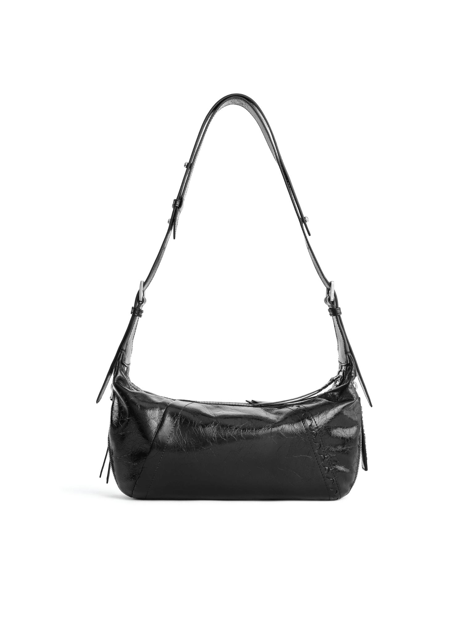 Metropolitan Hobo Bag - Black Gloss - Black Leather Hobo Bag | Orange Cube