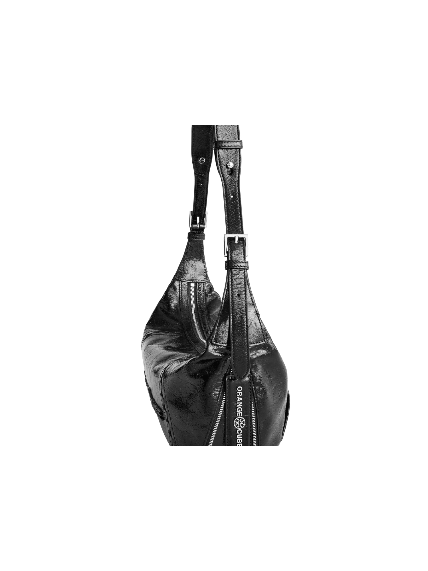 Metropolitan Hobo Bag - Black Gloss - Black Leather Hobo Bag | Orange Cube