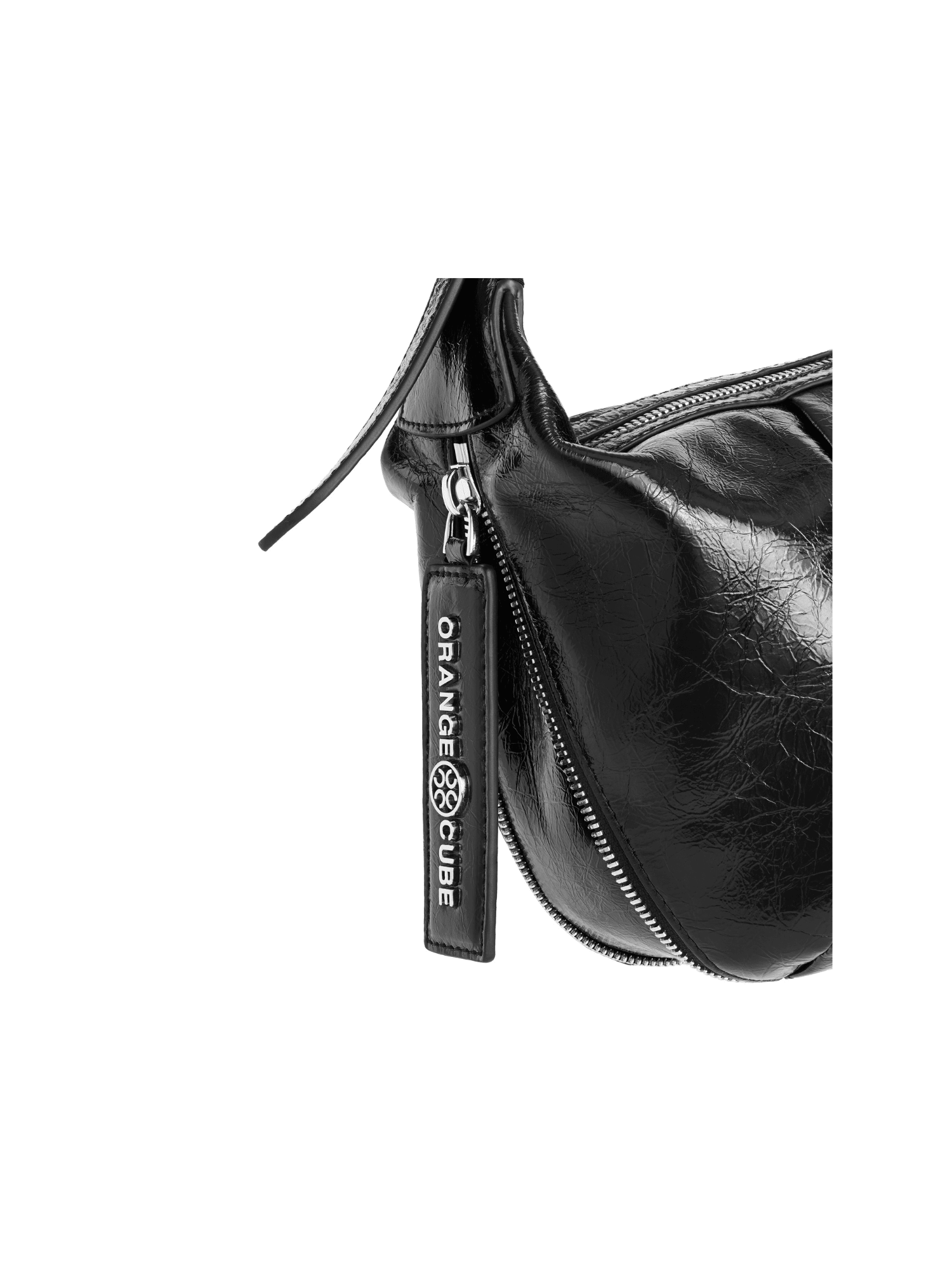 Metropolitan Hobo Bag - Black Gloss - Black Leather Hobo Bag | Orange Cube
