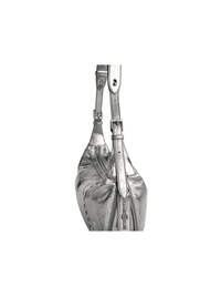 Metropolitan Hobo Bag - Black Silver - Silver Leather Hobo Bag | Orange Cube