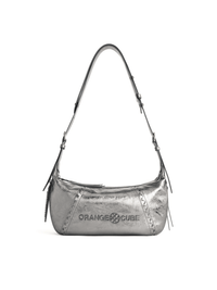 Metropolitan Hobo Bag - Black Silver - Silver Leather Hobo Bag | Orange Cube