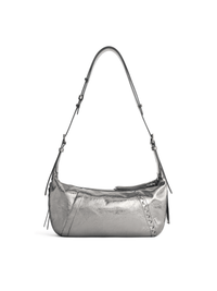 Metropolitan Hobo Bag - Black Silver - Silver Leather Hobo Bag | Orange Cube