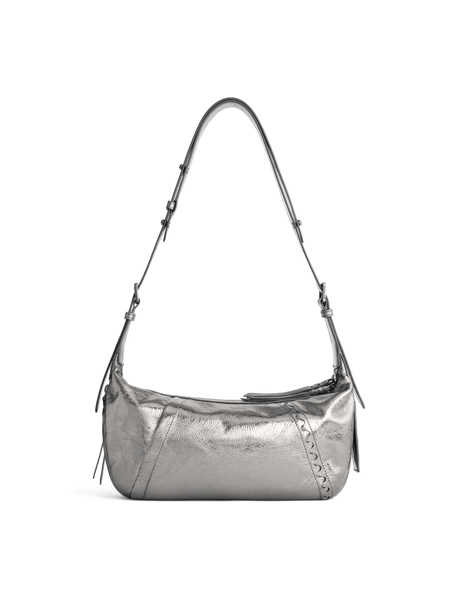 Metropolitan Hobo Bag - Black Silver - Silver Leather Hobo Bag | Orange Cube