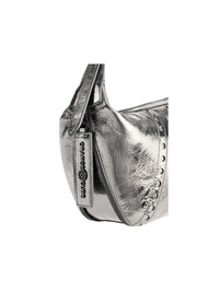 Metropolitan Hobo Bag - Black Silver - Silver Leather Hobo Bag | Orange Cube