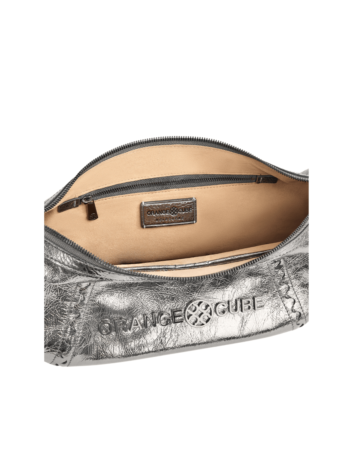 Metropolitan Hobo Bag - Black Silver - Silver Leather Hobo Bag | Orange Cube