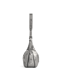 Metropolitan Hobo Bag - Black Silver - Silver Leather Hobo Bag | Orange Cube