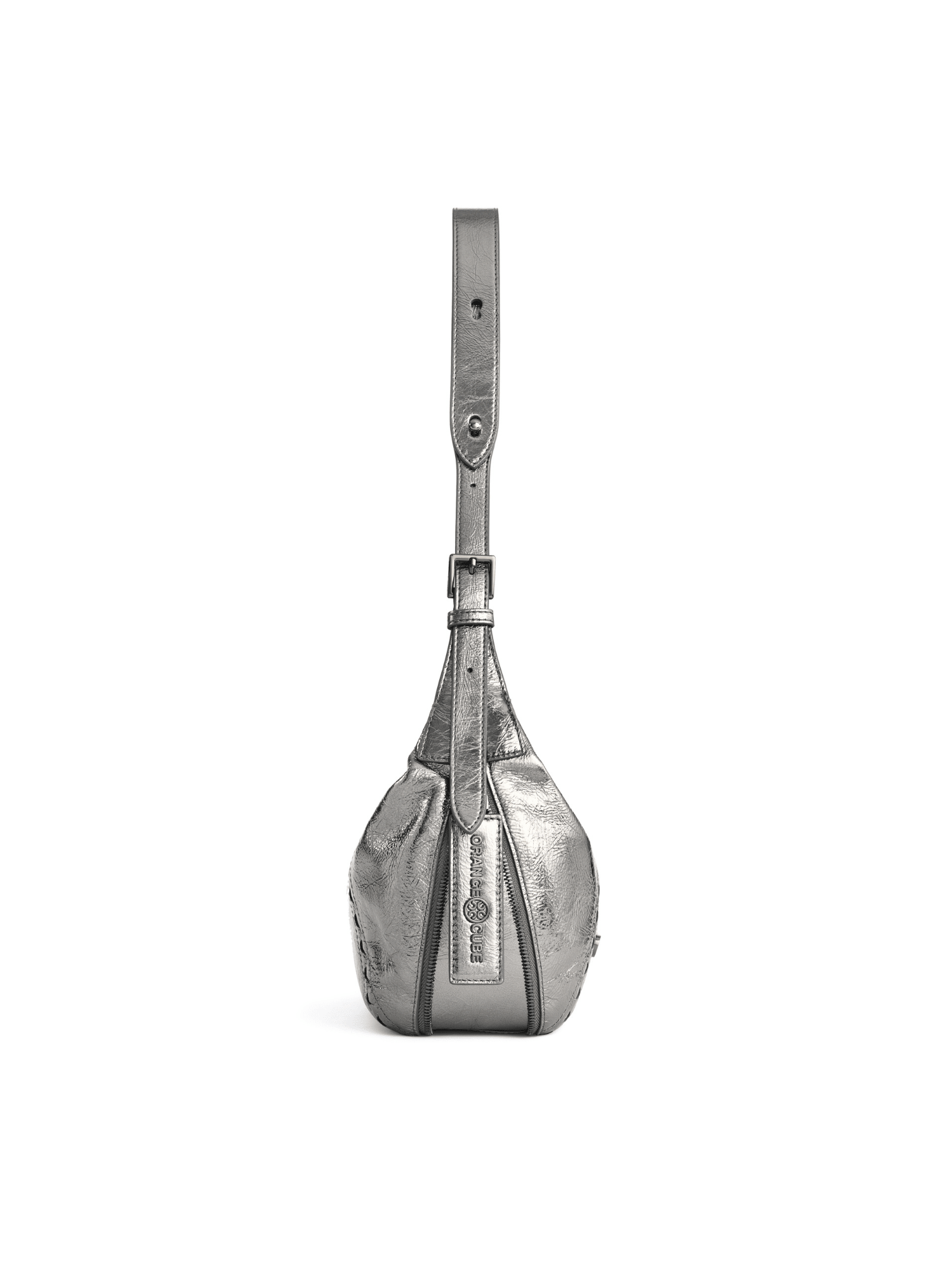 Metropolitan Hobo Bag - Black Silver - Silver Leather Hobo Bag | Orange Cube