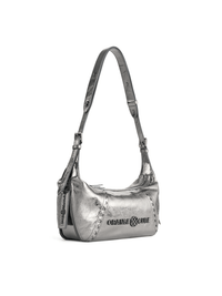 Metropolitan Hobo Bag - Black Silver - Silver Leather Hobo Bag | Orange Cube