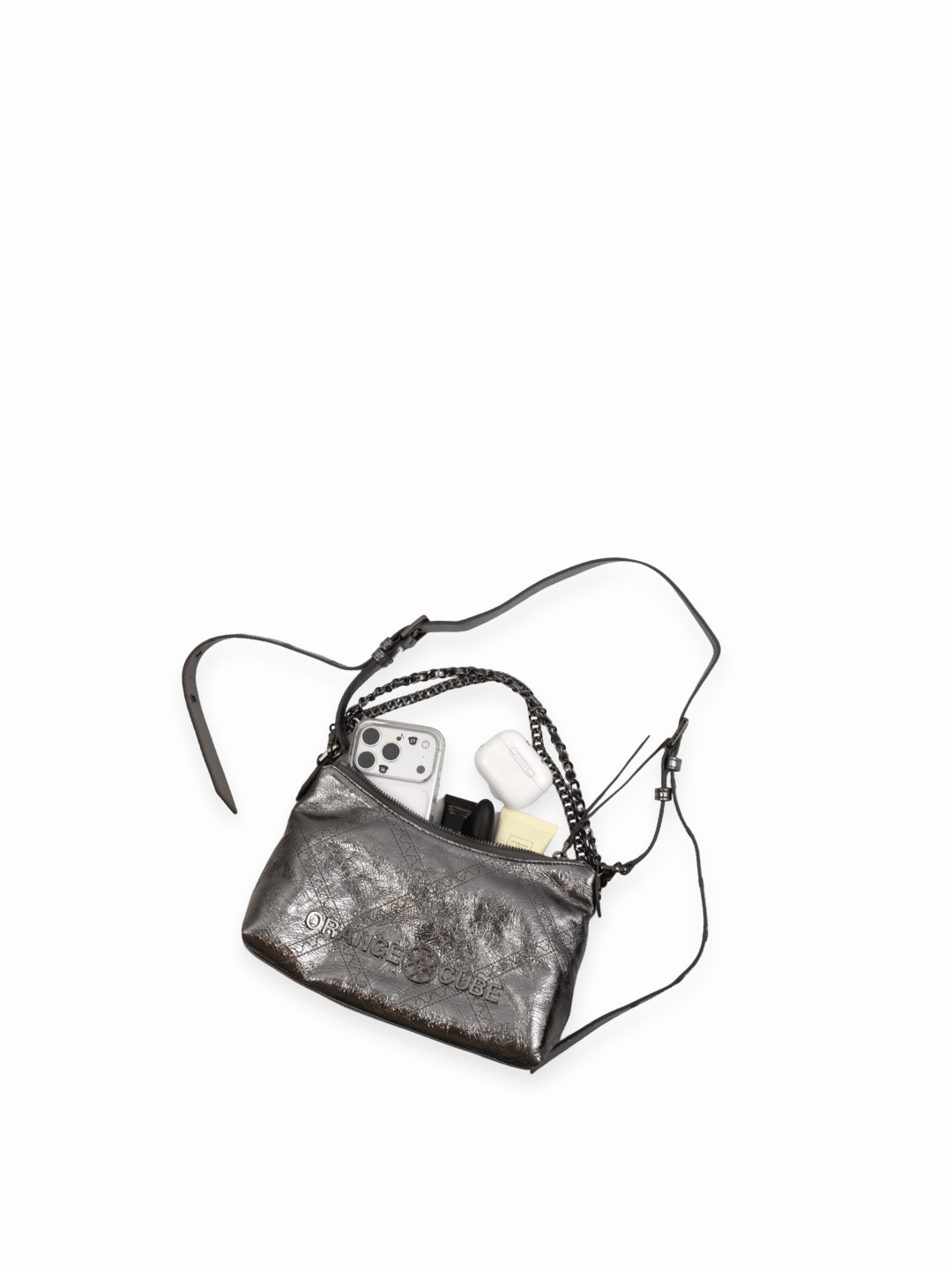Metropolitan Shoulder Bag - Black Silver - Black Leather Evening Bag | Orange Cube