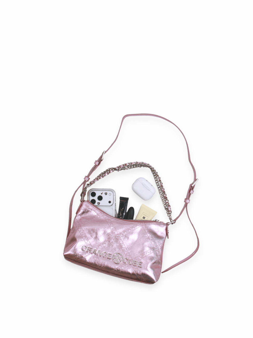 Metropolitan Shoulder Bag - Metallic Pink - Pink Leather Shoulder Bag | Orange Cube