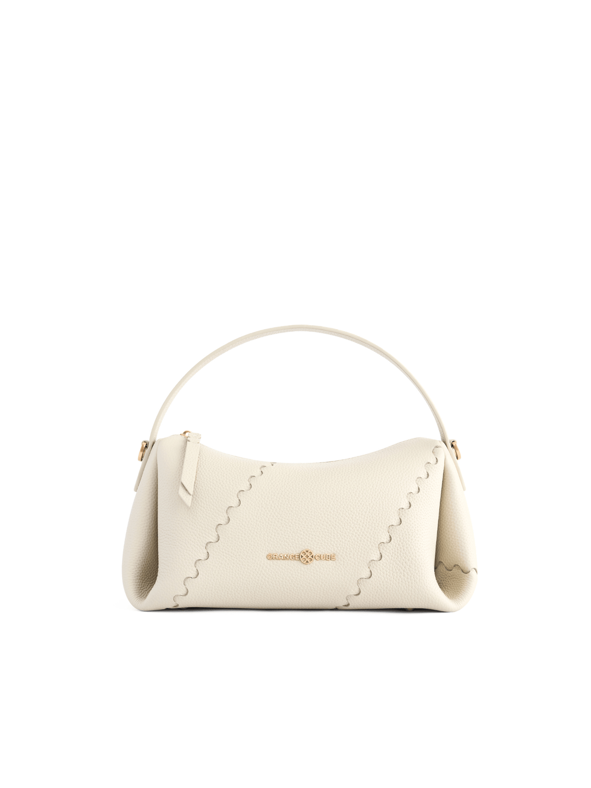Mosaic Baguette Bag - White - White Leather Baguette Bag | Orange Cube